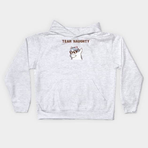 Team naughty, dabbing cat, cute christmas kitty Kids Hoodie by Rady